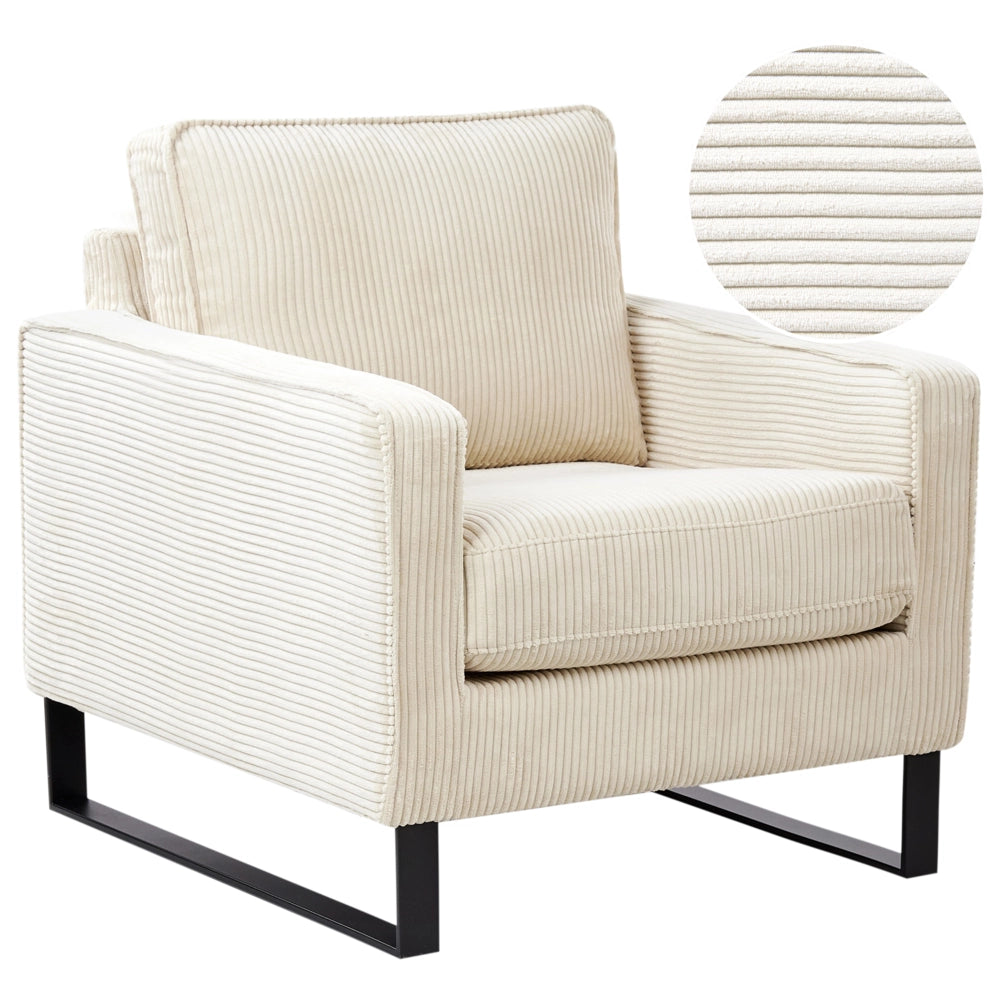 Poltrona in velluto a coste beige chiaro Soggiorno stile Moderno contemporaneo