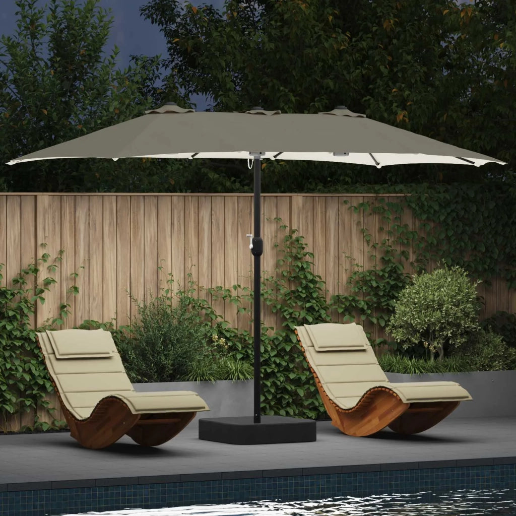 Ombrello da giardino Sabbiato e Antracite 385 x 209 x 244 cm 42003283