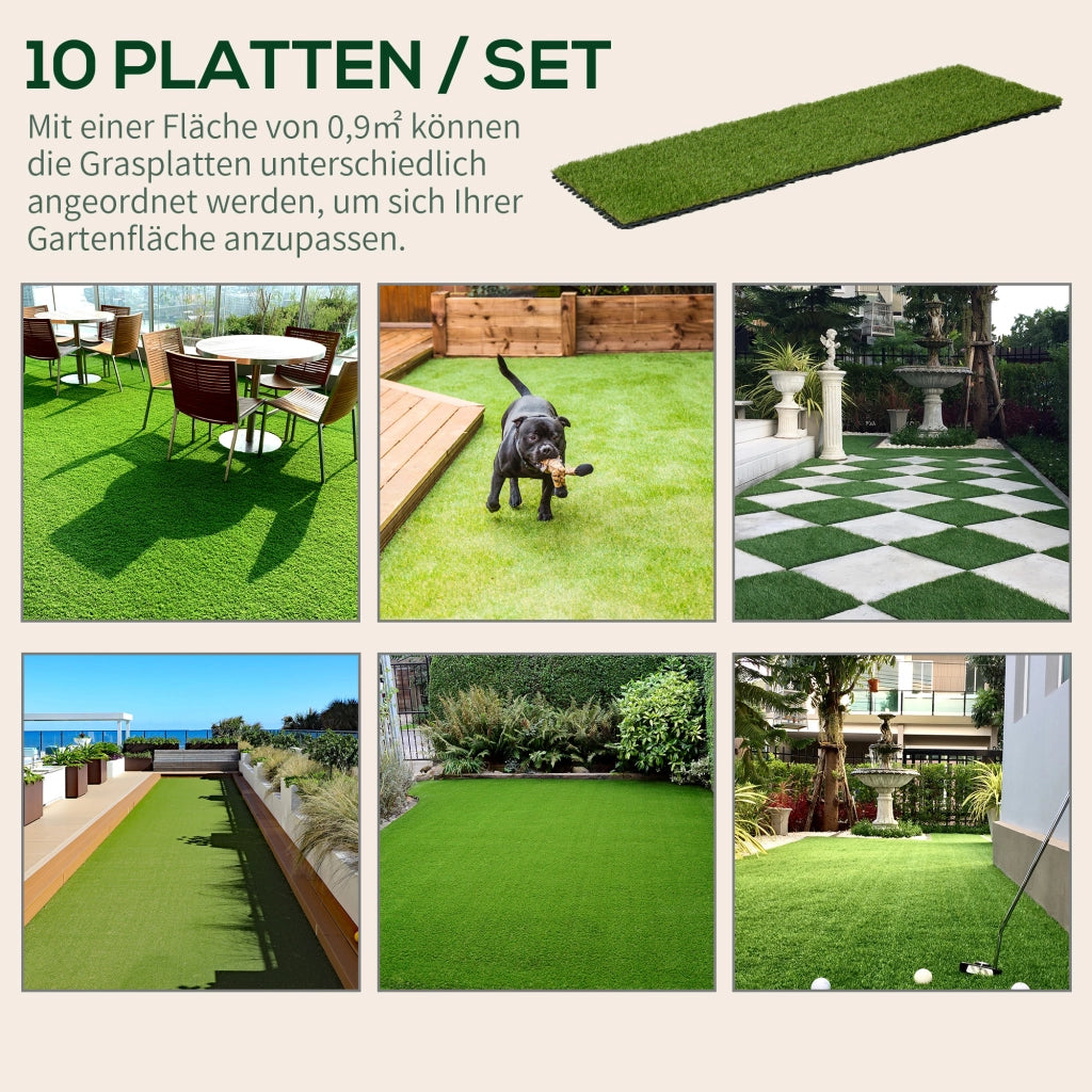 Tappeto erboso sintetico ¨C zephmum ¨C Verde, 10 pezzi 30x30cm