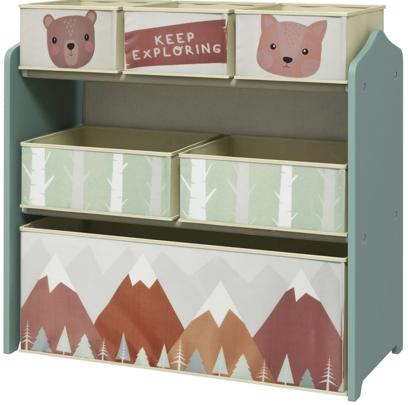 Scaffale per bambini con scomparti, verde, 63 x 30 x 66 cm