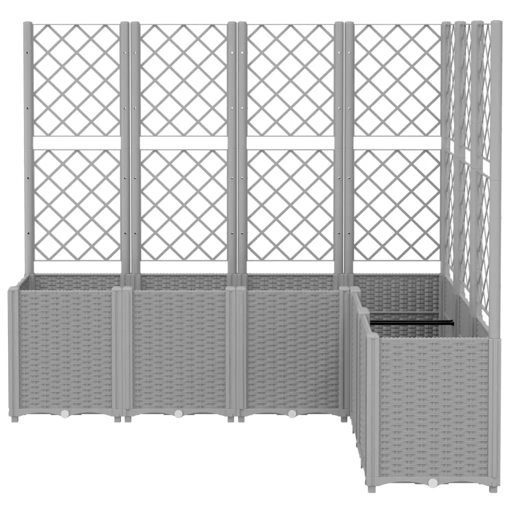 Fioriera Giardino con Graticcio-Vaso da Esterno-Contenitore per Piante Grigio Chiaro 160x120x140 cm PP