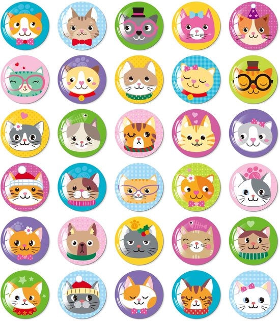 30 pezzi di magneti per frigorifero in forma di gatto, decorativi per lavagna magnetica, scuola, classe e ufficio.
