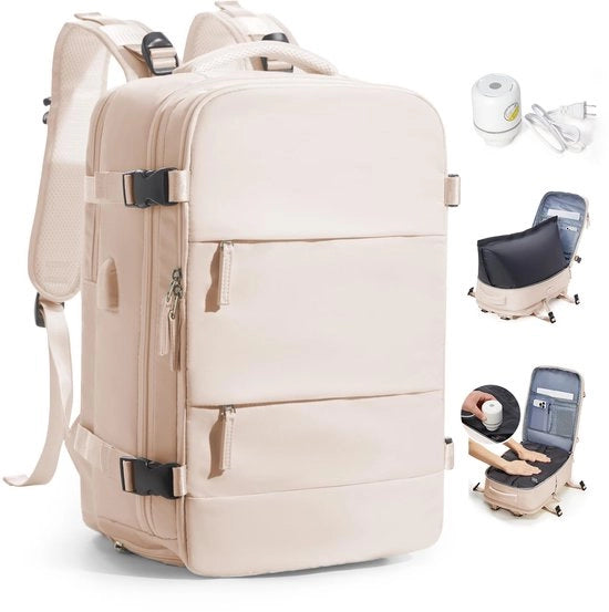 Borsa a vuoto per viaggiatore con sistema di compressione per viaggi, borsa a mano per donne con airbag e compressore per viaggi aerei, borsa a vuoto per uomini con pompa e impermeabile