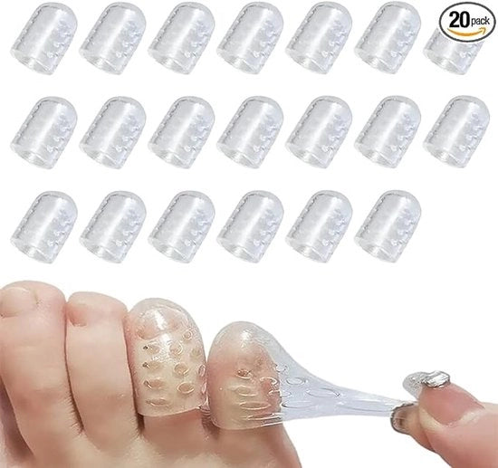 Set di protettori per piedi (20 pezzi), gel protettori antiscivolo per piedi, calze per piedi per uomini e donne, protettori per piedi morbidi e trasparenti per il piede piccolo
