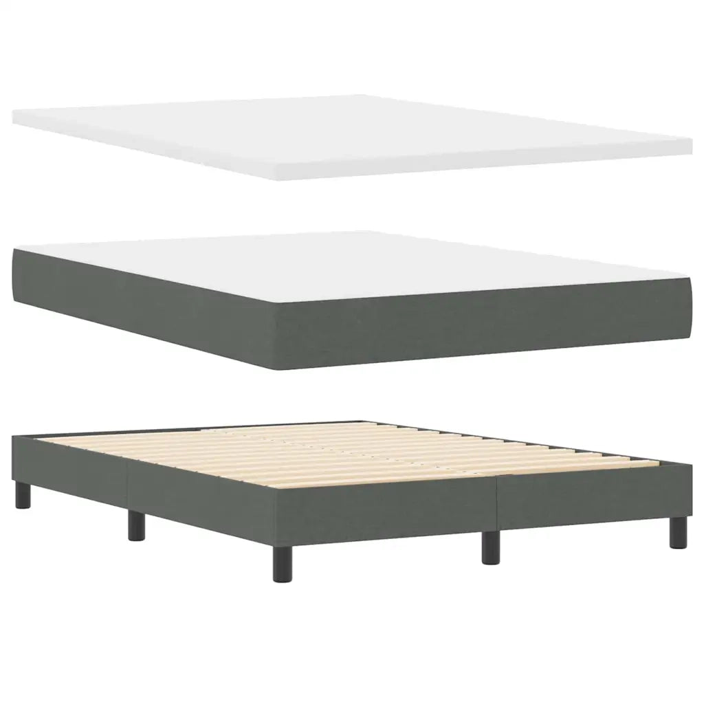 Letto a molle con materasso Grigio scuro 140 x 190 cm Tessuto