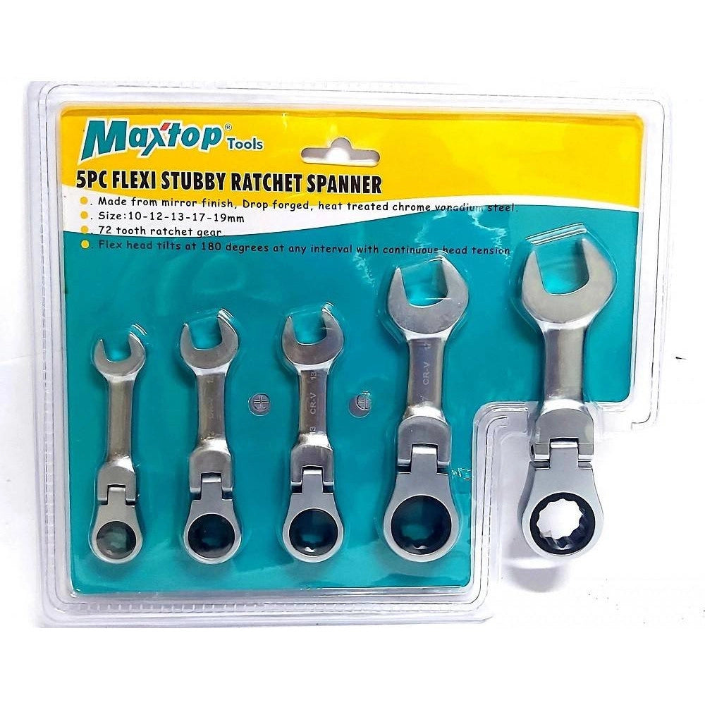 Trade Shop - Chiavi Combinate A Cricchetto Nane Set Da 5 Pezzi 10 12 13 17 19 Mm Art. 04384 -