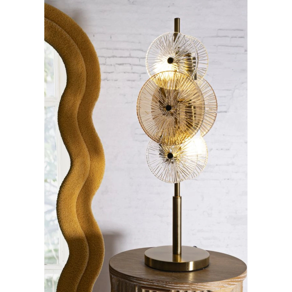 Lampada da Tavolo VKH919, Marrone, Vetro, 20x18x66 cm