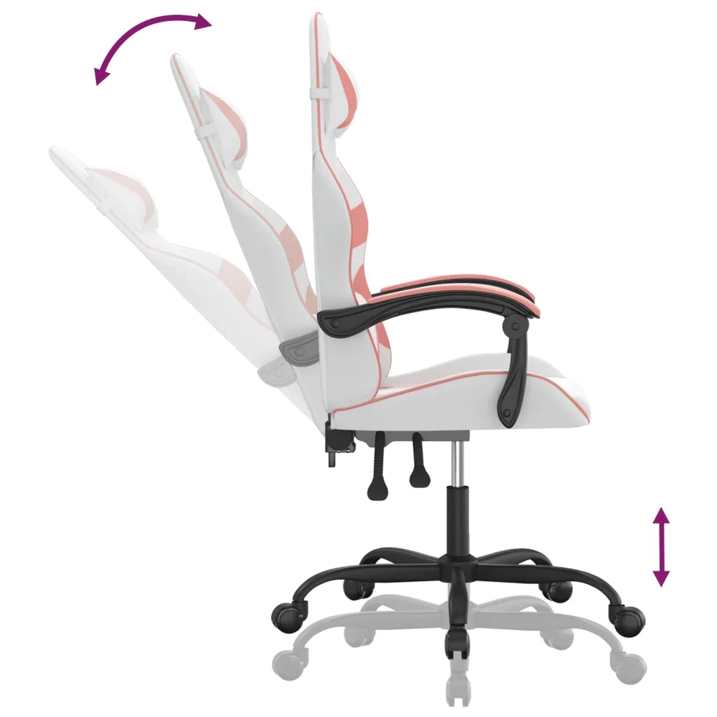 Sedia da Gaming | Sedia da e-sports Bianco e Rosa in Similpelle