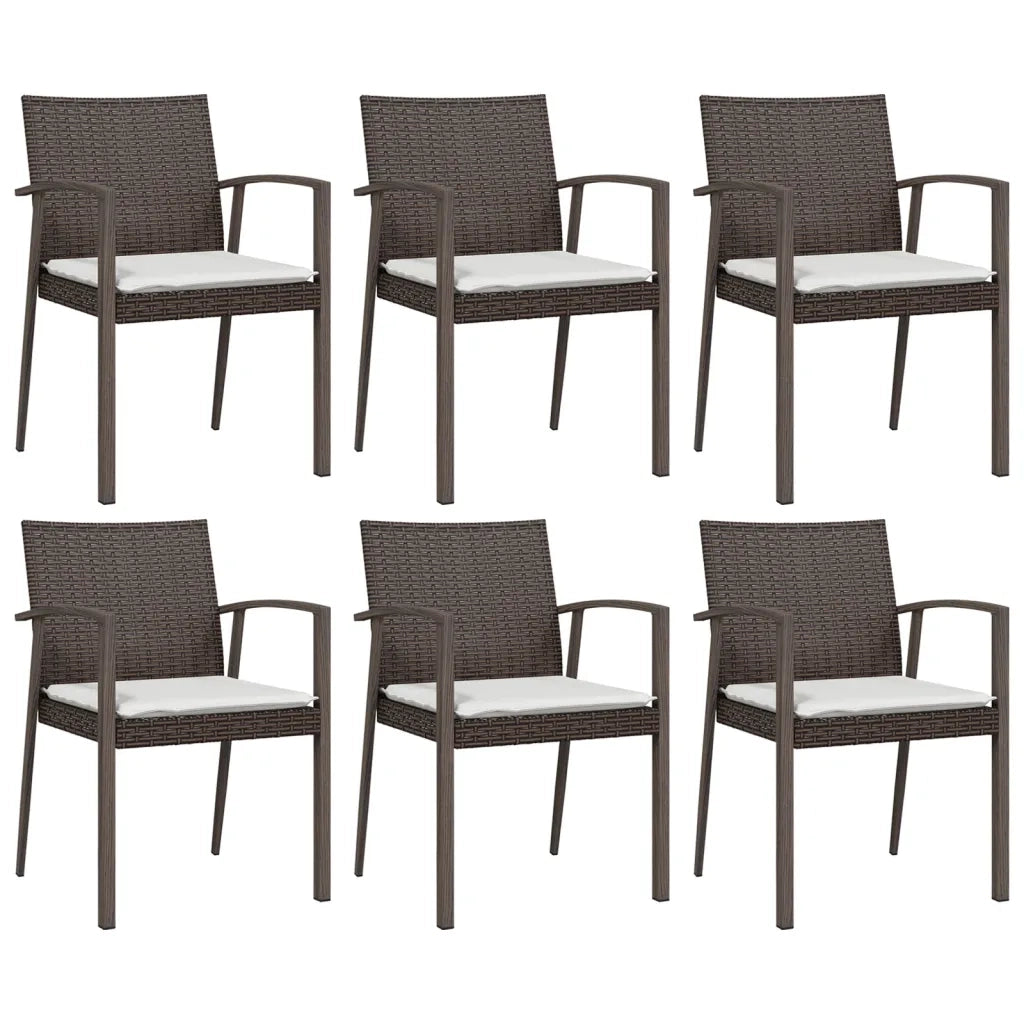 Sedie Giardino con Cuscini 6pz Marroni 56,5x57x83 cm Polyrattancod mxl 70267