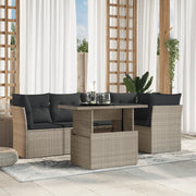 vidaXL Set Divano da Giardino 6pz con Cuscini Grigio Chiaro Polyrattan