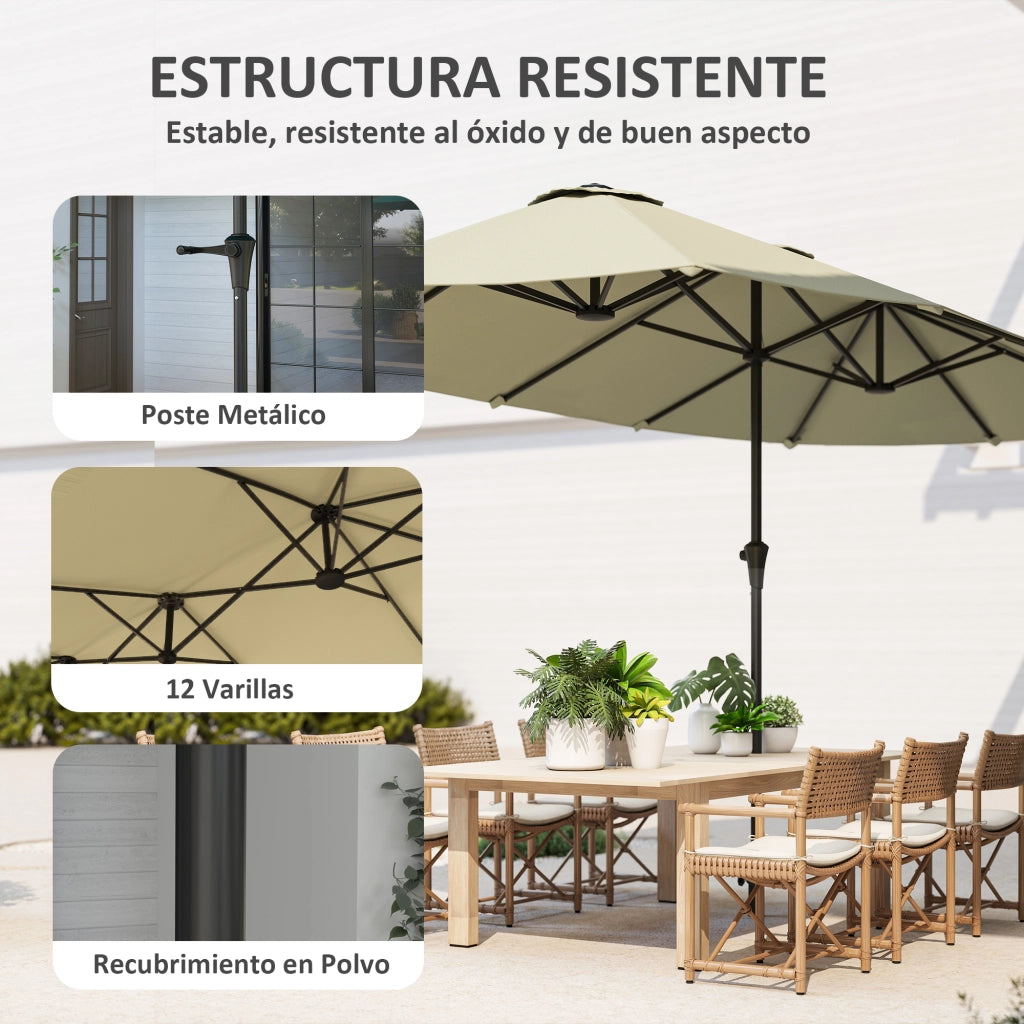 Ombrellone Doppio da Giardino ¨C zephmum ¨C Crema 4x2,2 m