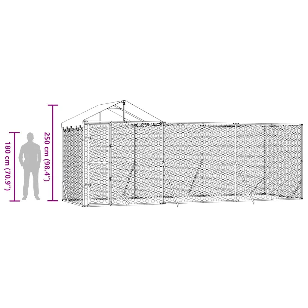 Cuccia Cani da Esterno Tetto Argento 6x2x2,5 m Acciaio Zincato 3190467