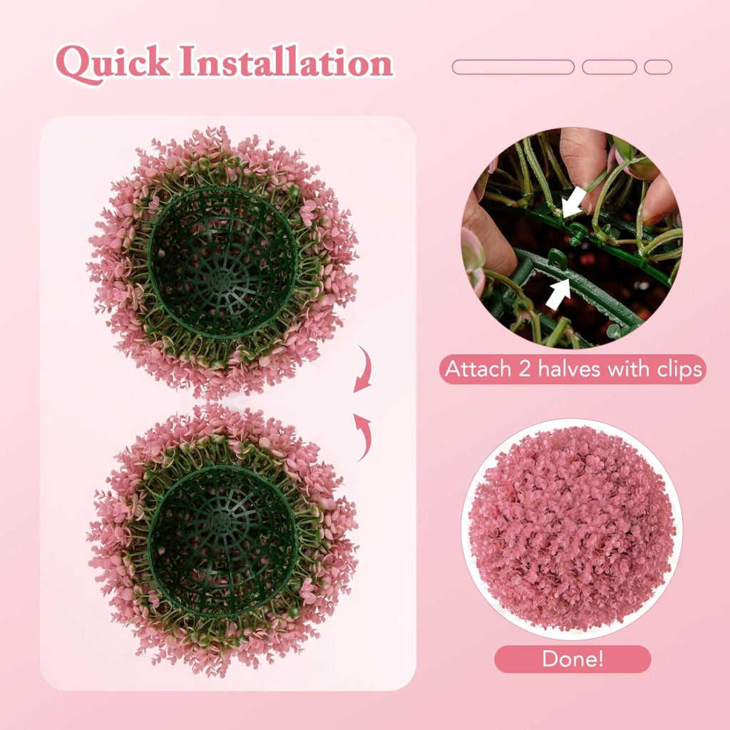 2 sfere di bosso, 44 cm, pianta artificiale di eucalipto, a forma di bosso, resistenti ai raggi UV, piante artificiali, palline decorative, per matrimonio, giardino, casa