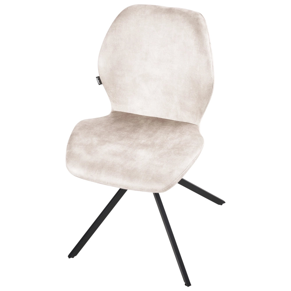 Set di 4 sedie da pranzo in velluto beige chiaro con gambe in ferro nero, girevoli a 180°, moderne e imbottite