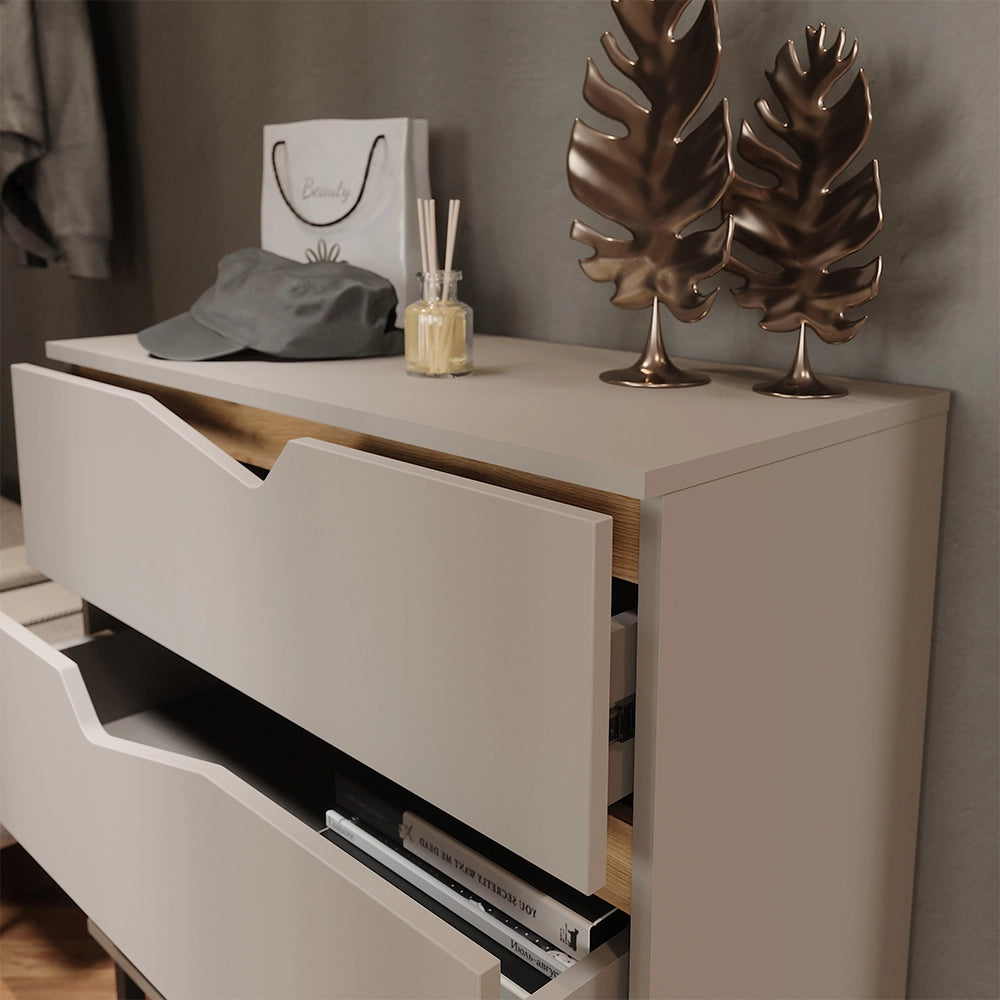 Vicco Cassettiera per camera da letto Greige/rovere artigianale 80 x 81.2 cm con 3 cassetti