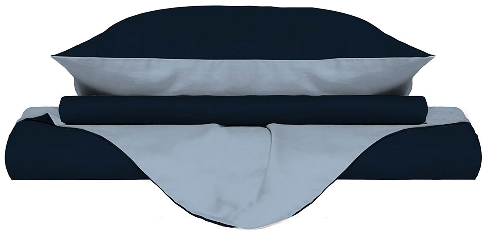 Copripiumino 1 Piazza e Mezzo con Sacco e Federe Doubleface Blu Scuro/Azzurro