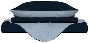 Copripiumino 1 Piazza e Mezzo con Sacco e Federe Doubleface Blu Scuro/Azzurro