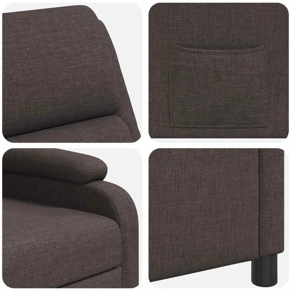 Divano Sedia-Poltrona reclinabile Marrone Scuro Tessuto 609604