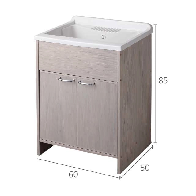 Mobile LAVATOIO in PVC in KIT di montaggio - 60X50 per Interni/Esterni - CR - Col: LEGNO ROVERE