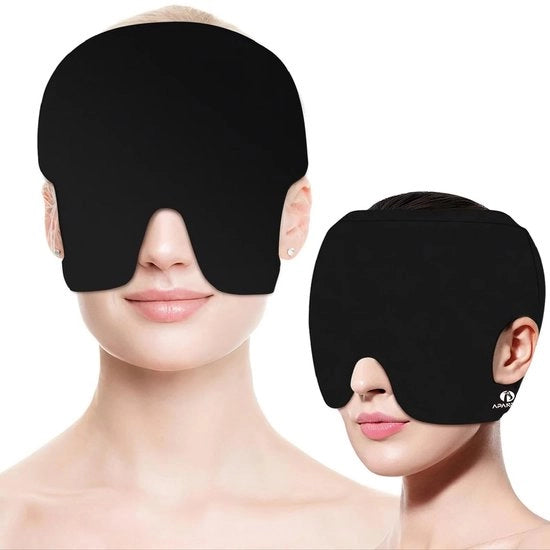 Sostegno cervicale 360° con gomme adesive, ombrello per il sonno 3 in 1 con applicazioni calda/fredda per la prevenzione del mal di testa, lo stress e le difficoltà di sonno, adatto per uomo/donna, per viaggi/uso domestico, colore nero