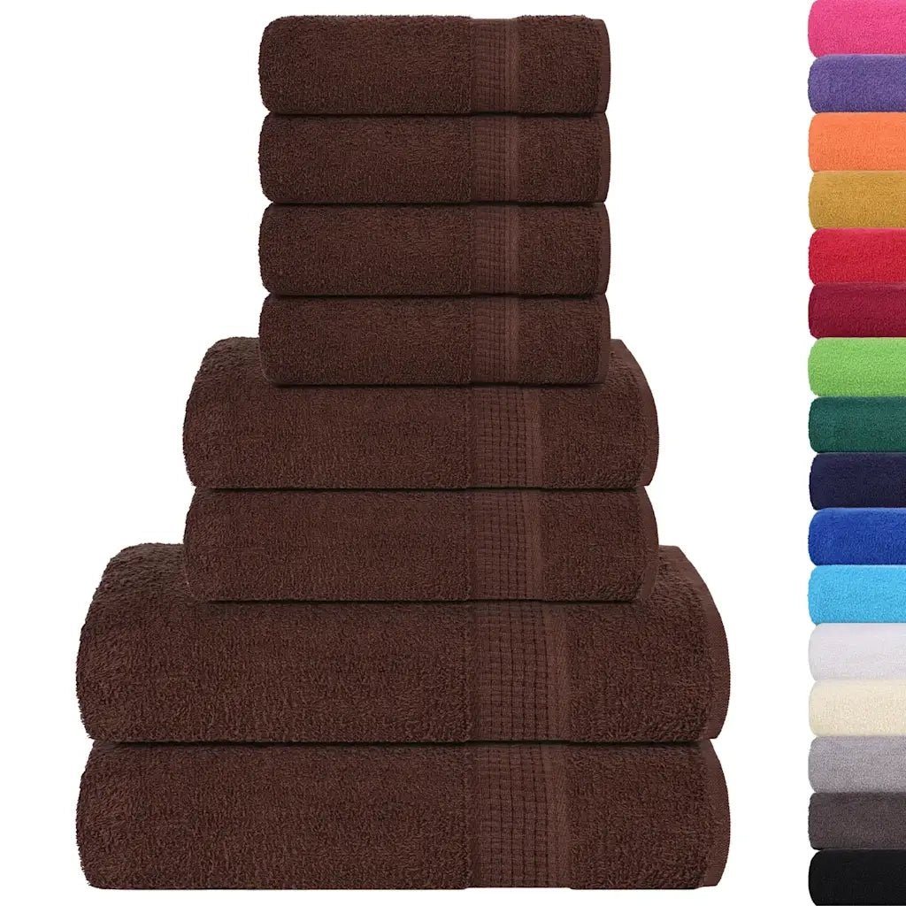 vidaXL Set Asciugamani 8 pz Marroni 360 gsm 100% Cotone
