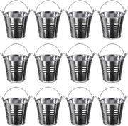 Set di contenitori metallici galvanizzati con maniglie, 12 pezzi, altezza 8 cm, per uso decorativo, cesta di nozze, contenitore per candele, vasi per piante, contenitore per giardino.