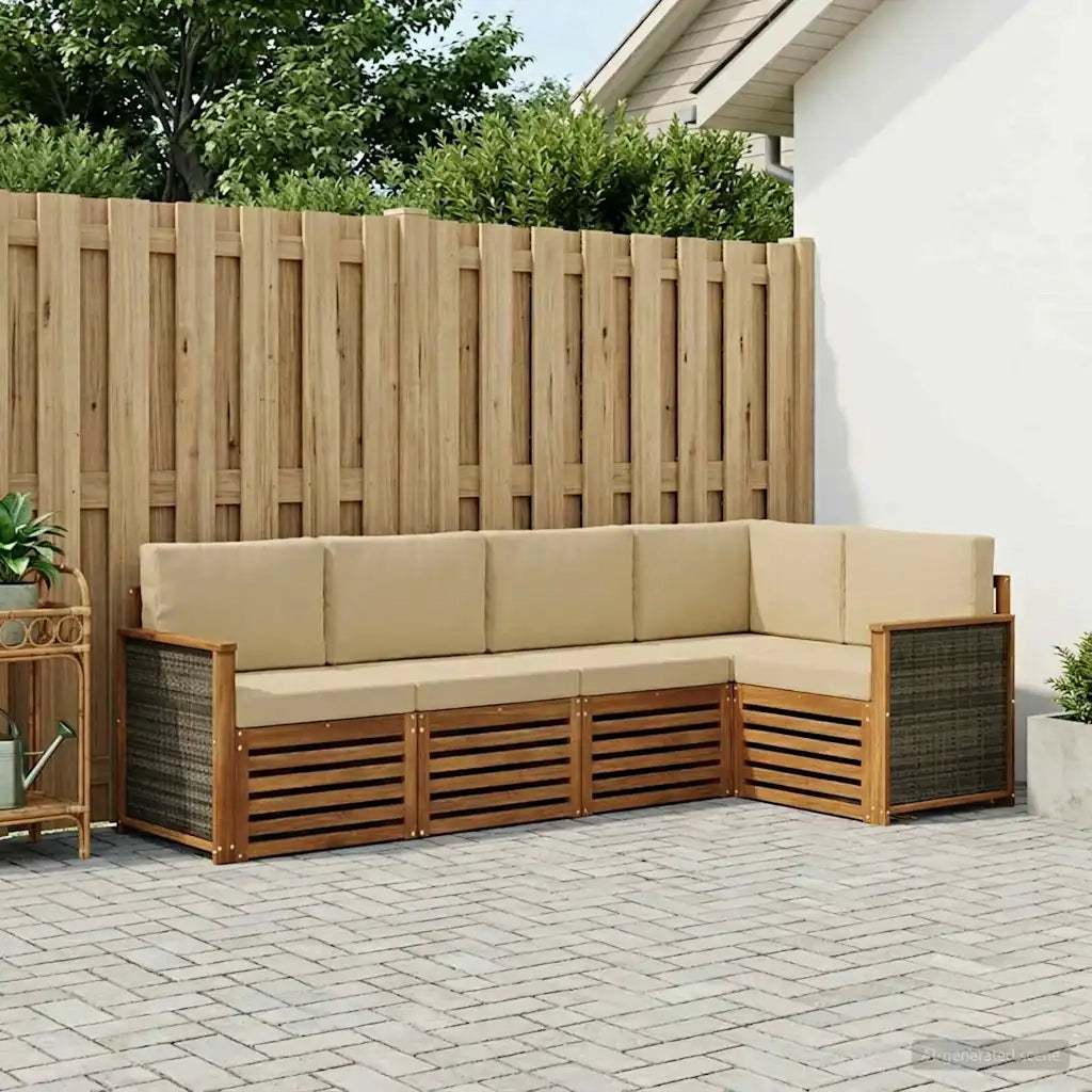 Set divano sezionale con cuscino 6 pcs Naturale