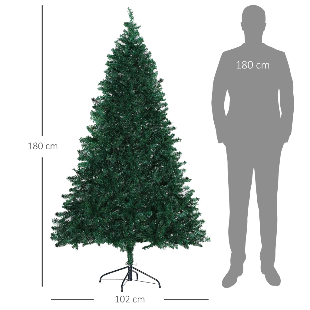 EasyComfort Albero di Natale Artificiale Alto 180cm con 1000 Rami Rigogliosi Base in Acciaio