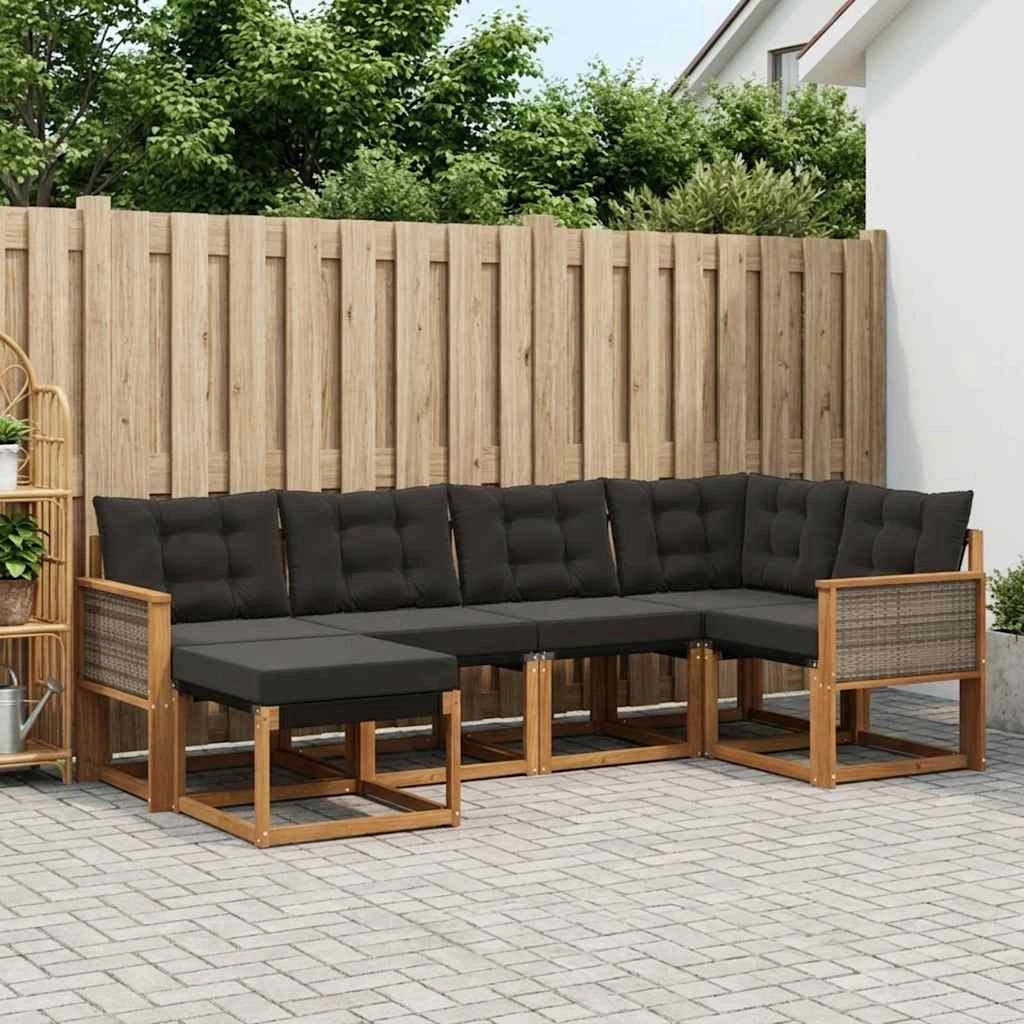 Set di divani da esterno 6 pz Naturale e Nero 3382060