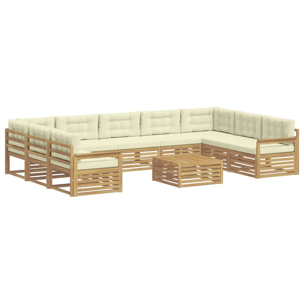 Set di divani da esterno 10 pz Bianco e Crema 3391180
