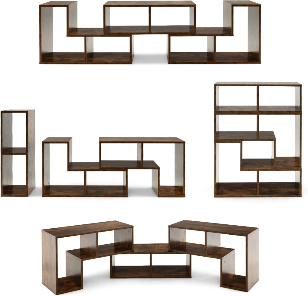 Mobile TV Soggiorno in Legno, Mobile Porta TV Liberamente Combinabile, per TV fino a 65”, Mobiletto TV Multifunzione con 6 Vani Aperti, 134 x 30 x 43 cm (Marrone)