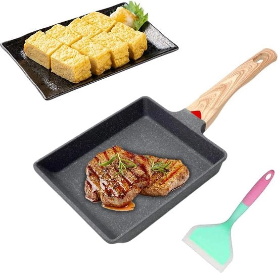 Induttore a induzione, padella giapponese, padella per omelette con rivestimento antiaderente, padella con maniglia rimovibile, padella antiaderente, padelle per omelette, padella, padella per omelette, padella per uova (nero)