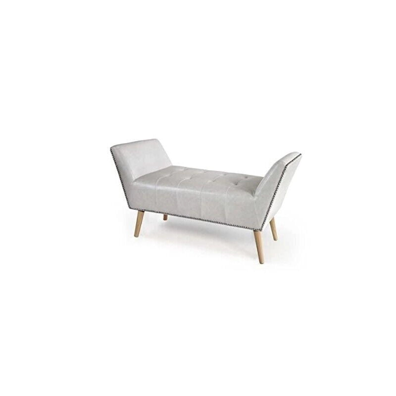 PANCA IN SIMILPELLE CON GAMBE LEGNO 117 X 40 X 60 CM IN COLORE BIANCO