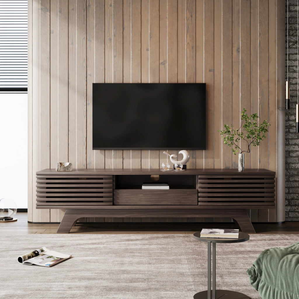 Cassettiera per TV Natural; in truciolato; lunghezza 150 cm
