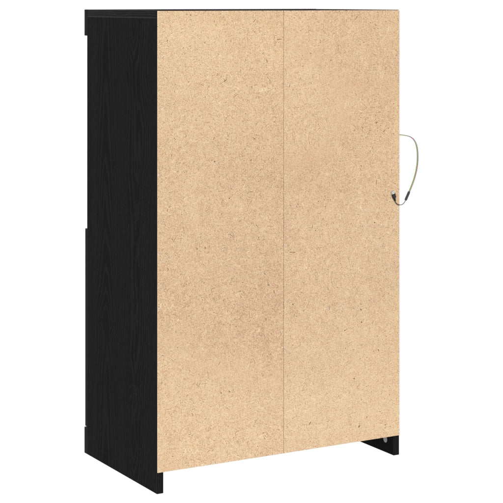 Mobile con luci LED Rovere Nero 60,5x37x100 cm