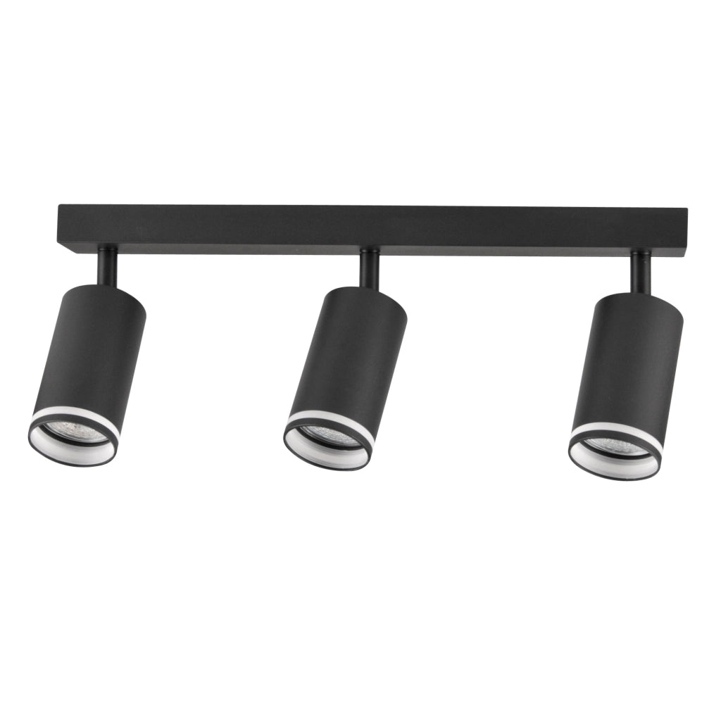 Plafoniera/applique 3 faretti GU10 nera Polux Paris 322340