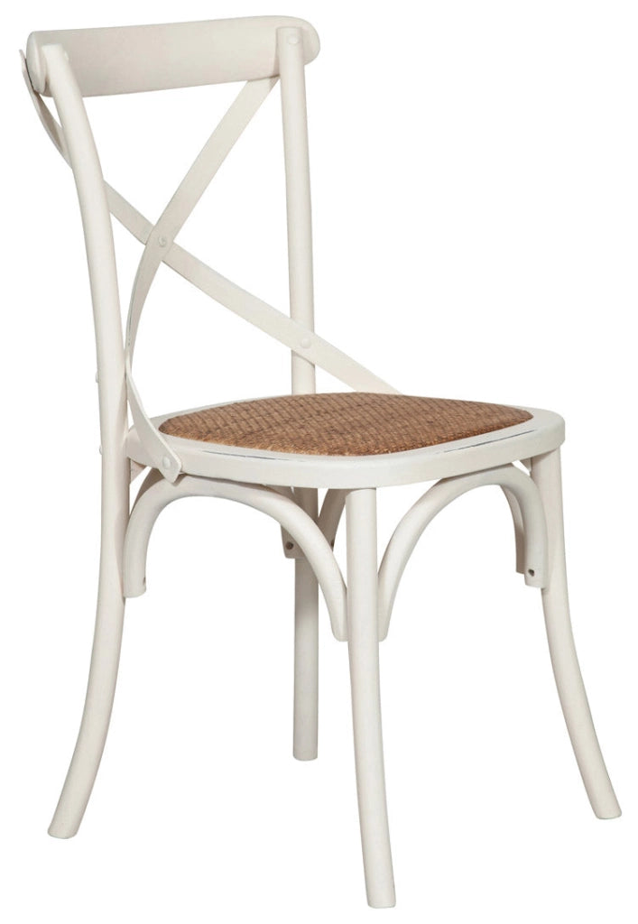 Biscottini Sedia Thonet in massello e seduta in rattan finitura bianca larghezza Offerta