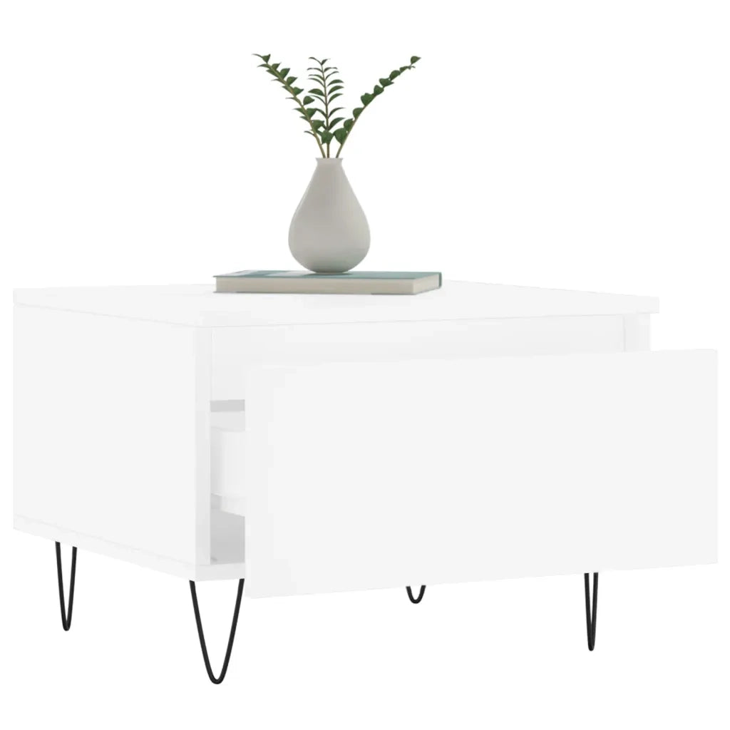 Tavolini da Salotto 2pz Bianchi 50x46x35cm in Legno Multistrato 830861
