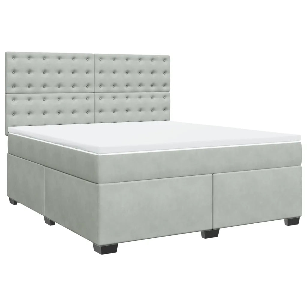 Giroletto a Molle con Materasso Grigio Chiaro 180x200cm Velluto 3290990