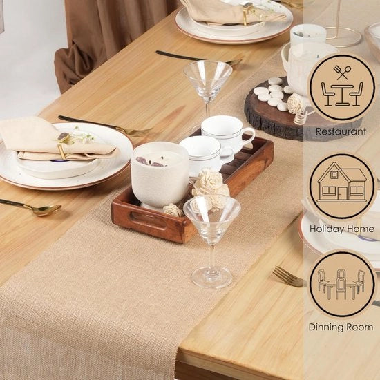 Tavolo da pranzo in juta naturale 30 cm, 23 m lungo tavolo da pranzo rustico in juta indiana per feste di nozze