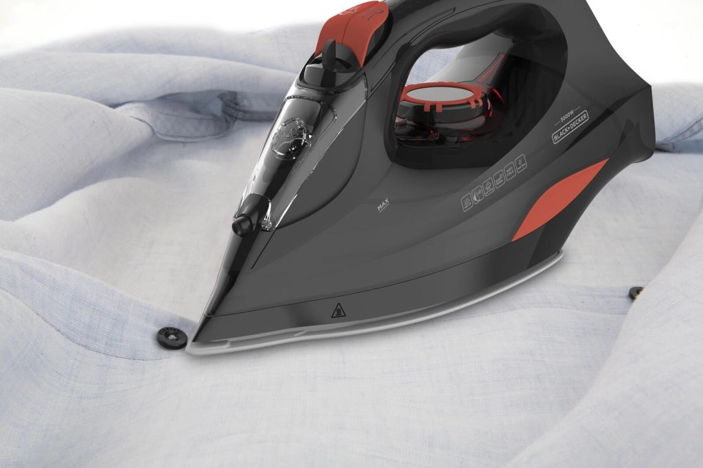 Black & Decker BXIR3000E ferro da stiro Ferro a vapore Ceramica 3000 W Nero, Arancione