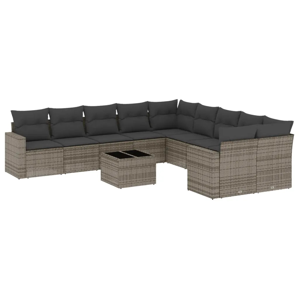 Set Divani da Giardino 11 pz con Cuscini in Polyrattan Grigiocod mxl 88757