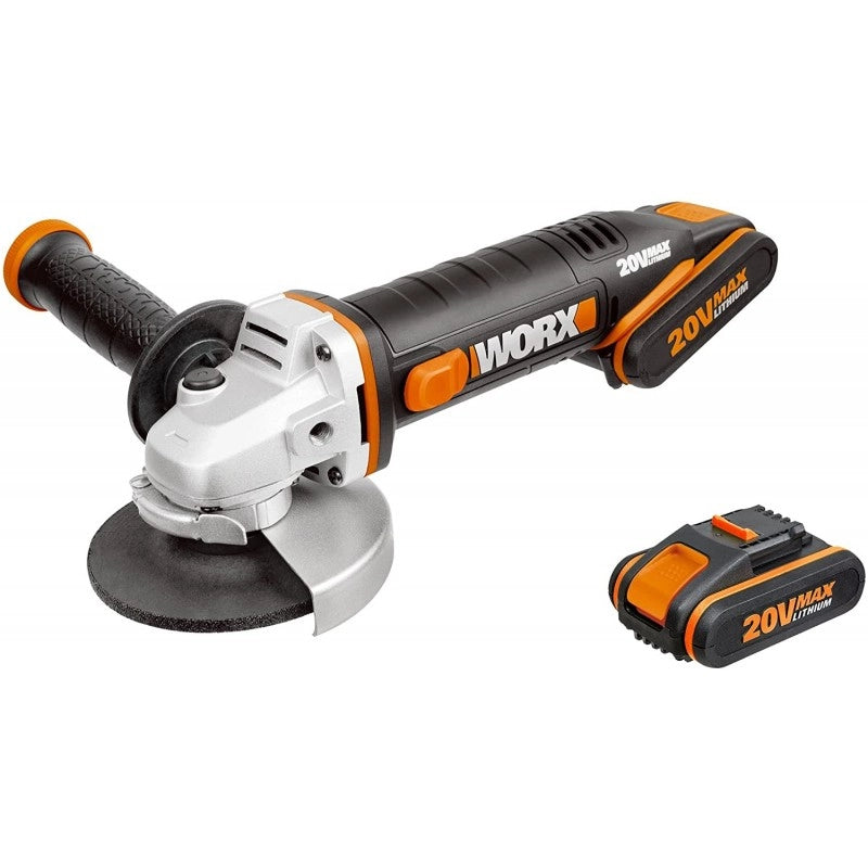 Smerigliatrice Angolare WX800 20V Disco 115mm con 2 Batterie 2Ah per Taglio e Smerigliatura - Worx