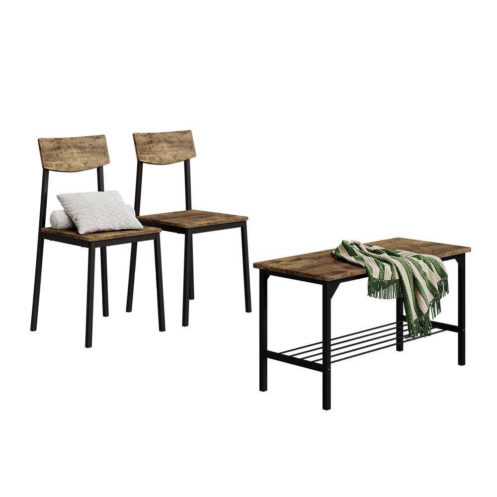 Vicco Panca e sedia Nero/quercia rustico 85 x 46 cm 3 parti