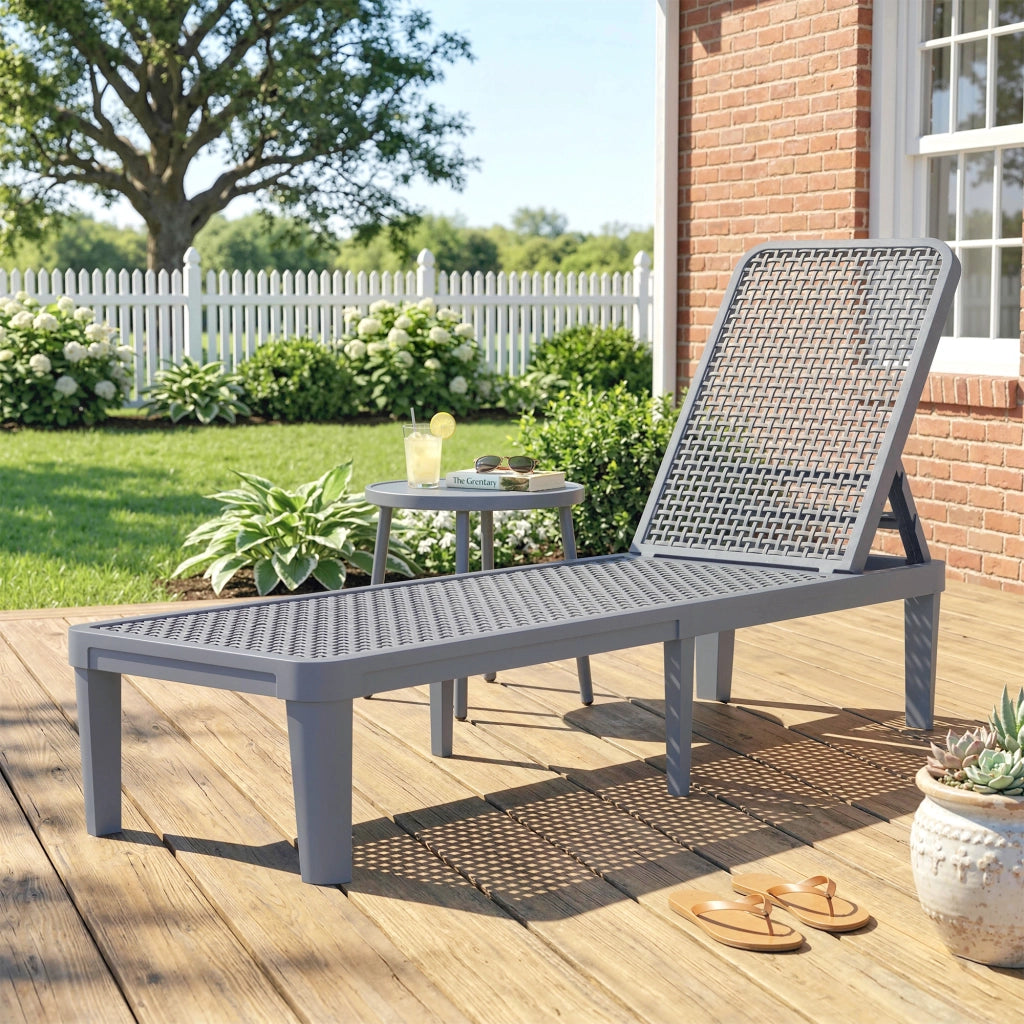 Poltrona Reclinabile da Giardino ¨C Zephmum ¨C Grigio 191x55x35,5 cm