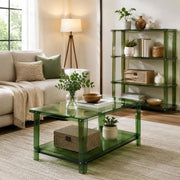 Acrylic Coffee Table, 2-tier Side Table With Storage Surface, Modern Rectangular Acrylic Table Ideal For Dining Room, Kitchen Island, Restaurant, Office, 50 X 80 X 40 Cm (Green)