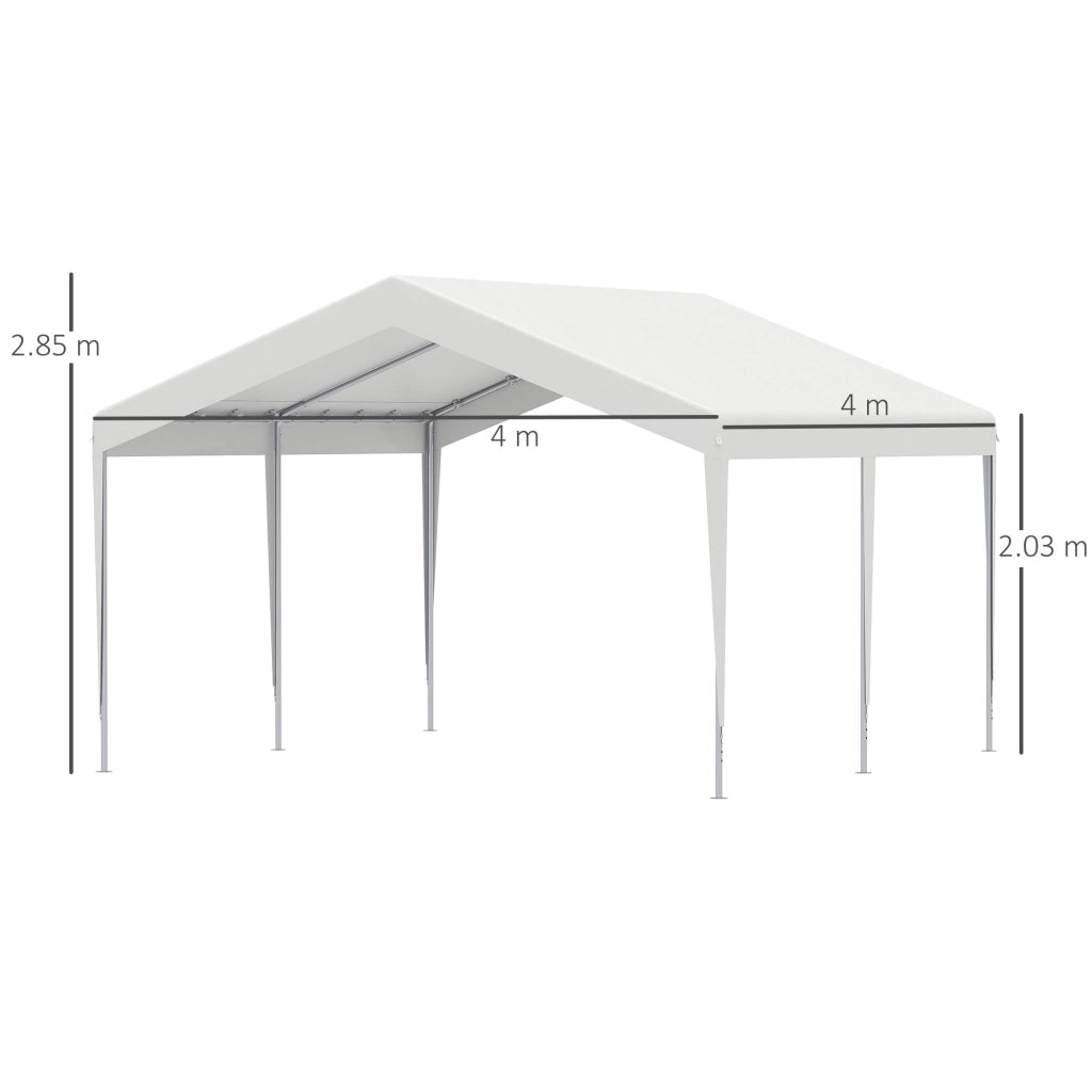 Garage Portatile 4x4m con Tettoia anti UV, Pioggia e Vento per Veicoli, Matrimoni e Feste - Bianco