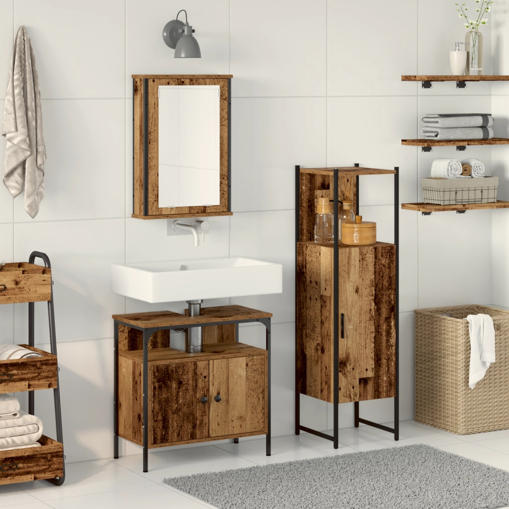 Set mobili bagno 3 pezzi Legno invecchiato Legno ingegnerizzato