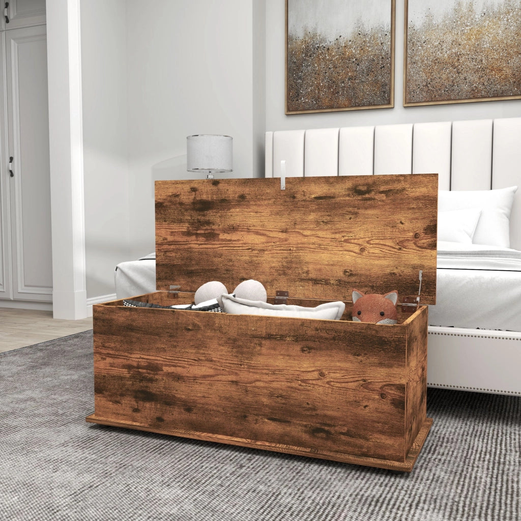 Panca Contenitore Capacità 60 kg 100x40x40 cm in Legno Marrone