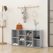 Scarpiera con Panchina-Scaffale per scarpe Grigio Cemento 103x30x55cm Multistrato